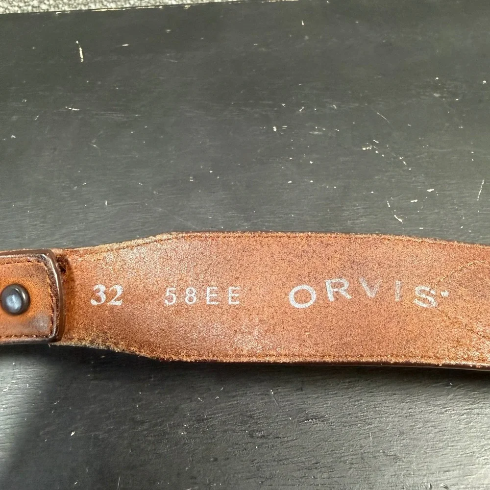 Orvis Buffalo Nickel Woven Inlay Leather Belt Mens 32 Brown Western Cowboy Boho
